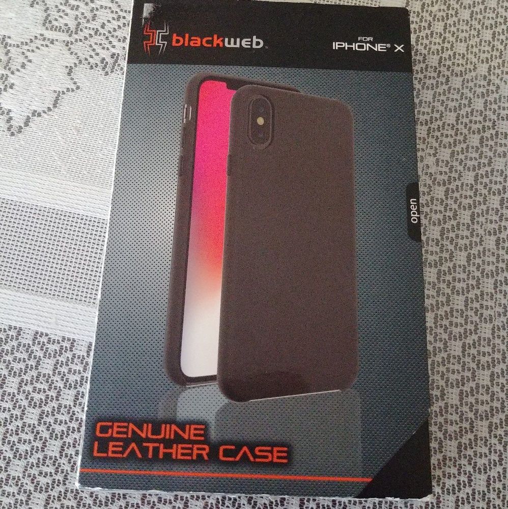 Iphone x case - Genuine Leather - BlackWeb
